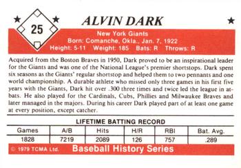 1979 TCMA The 1950’s #25 Alvin Dark Back