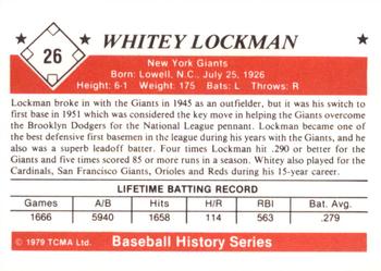 1979 TCMA The 1950’s #26 Whitey Lockman Back