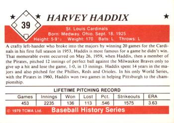 1979 TCMA The 1950’s #39 Harvey Haddix Back