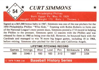 1979 TCMA The 1950’s #54 Curt Simmons Back