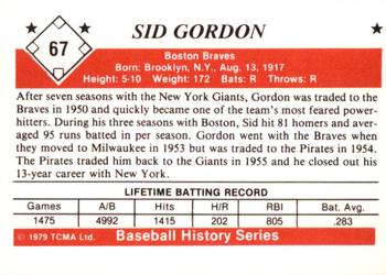1979 TCMA The 1950’s #67 Sid Gordon Back