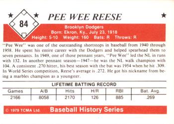 1979 TCMA The 1950’s #84 Pee Wee Reese Back