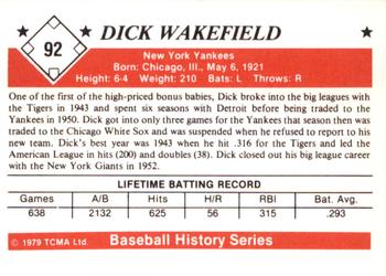 1979 TCMA The 1950’s #92 Dick Wakefield Back