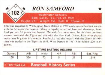 1979 TCMA The 1950’s #102 Ron Samford Back