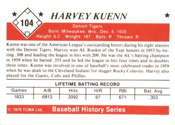 1979 TCMA The 1950’s #104 Harvey Kuenn Back
