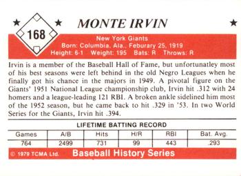 1979 TCMA The 1950’s #168 Monte Irvin Back