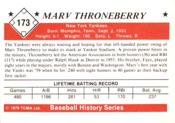 1979 TCMA The 1950’s #173 Marv Throneberry Back
