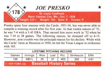 1979 TCMA The 1950’s #178 Joe Presko Back