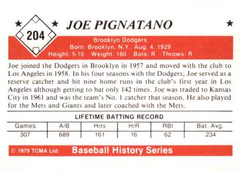 1979 TCMA The 1950’s #204 Joe Pignatano Back