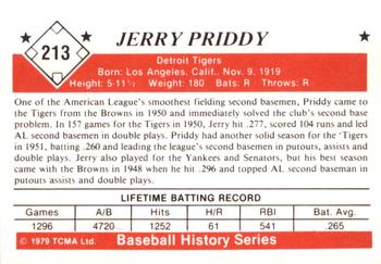 1979 TCMA The 1950’s #213 Jerry Priddy Back