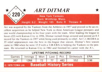 1979 TCMA The 1950’s #220 Art Ditmar Back