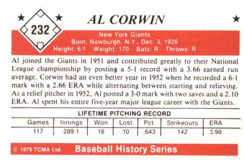 1979 TCMA The 1950’s #232 Al Corwin Back