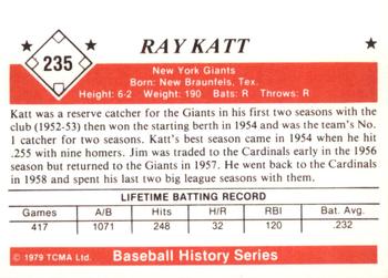 1979 TCMA The 1950’s #235 Ray Katt Back