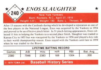 1979 TCMA The 1950’s #240 Enos Slaughter Back