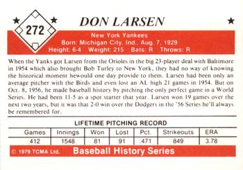 1979 TCMA The 1950’s #272 Don Larsen Back