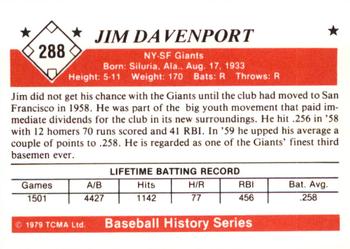 1979 TCMA The 1950’s #288 Jim Davenport Back