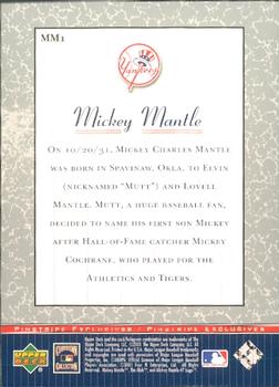 2001 Upper Deck - Pinstripe Exclusives Mickey Mantle #MM1 Mickey Mantle  Back