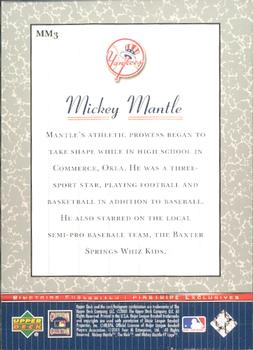 2001 Upper Deck - Pinstripe Exclusives Mickey Mantle #MM3 Mickey Mantle  Back