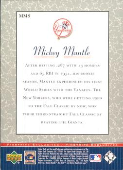 2001 Upper Deck - Pinstripe Exclusives Mickey Mantle #MM8 Mickey Mantle  Back