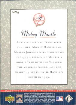 2001 Upper Deck - Pinstripe Exclusives Mickey Mantle #MM9 Mickey Mantle  Back