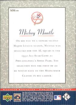 2001 Upper Deck - Pinstripe Exclusives Mickey Mantle #MM10 Mickey Mantle  Back