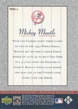 2001 Upper Deck - Pinstripe Exclusives Mickey Mantle #MM11 Mickey Mantle  Back