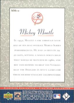 2001 Upper Deck - Pinstripe Exclusives Mickey Mantle #MM12 Mickey Mantle  Back