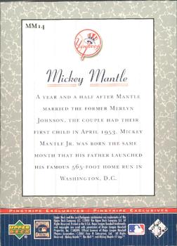 2001 Upper Deck - Pinstripe Exclusives Mickey Mantle #MM14 Mickey Mantle  Back