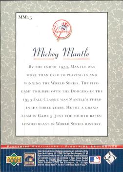 2001 Upper Deck - Pinstripe Exclusives Mickey Mantle #MM15 Mickey Mantle  Back