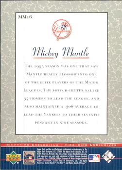 2001 Upper Deck - Pinstripe Exclusives Mickey Mantle #MM16 Mickey Mantle  Back