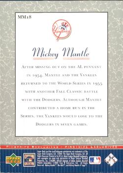 2001 Upper Deck - Pinstripe Exclusives Mickey Mantle #MM18 Mickey Mantle  Back