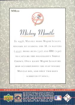 2001 Upper Deck - Pinstripe Exclusives Mickey Mantle #MM20 Mickey Mantle  Back