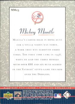 2001 Upper Deck - Pinstripe Exclusives Mickey Mantle #MM23 Mickey Mantle  Back