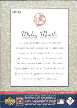 2001 Upper Deck - Pinstripe Exclusives Mickey Mantle #MM25 Mickey Mantle  Back