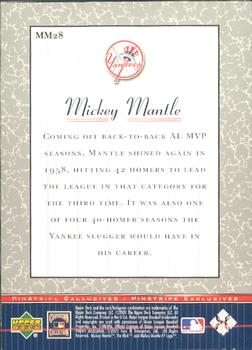 2001 Upper Deck - Pinstripe Exclusives Mickey Mantle #MM28 Mickey Mantle  Back
