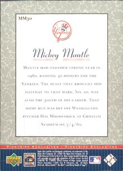 2001 Upper Deck - Pinstripe Exclusives Mickey Mantle #MM30 Mickey Mantle  Back
