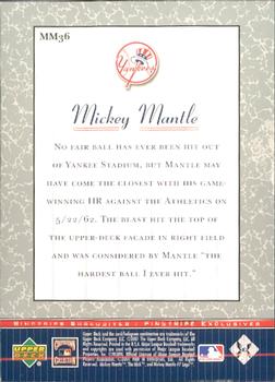 2001 Upper Deck - Pinstripe Exclusives Mickey Mantle #MM36 Mickey Mantle  Back