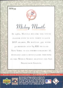2001 Upper Deck - Pinstripe Exclusives Mickey Mantle #MM39 Mickey Mantle  Back