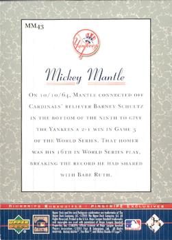 2001 Upper Deck - Pinstripe Exclusives Mickey Mantle #MM43 Mickey Mantle  Back