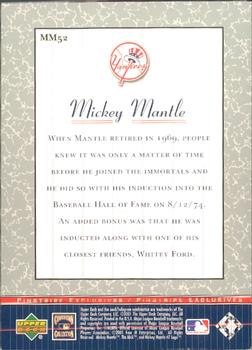 2001 Upper Deck - Pinstripe Exclusives Mickey Mantle #MM52 Mickey Mantle  Back