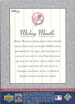 2001 Upper Deck - Pinstripe Exclusives Mickey Mantle #MM54 Mickey Mantle  Back