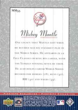 2001 Upper Deck - Pinstripe Exclusives Mickey Mantle #MM55 Mickey Mantle  Back