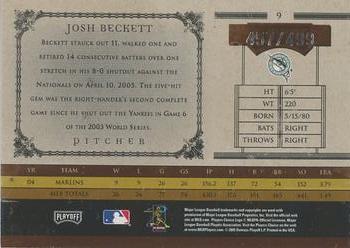 2005 Playoff Prime Cuts #9 Josh Beckett Back