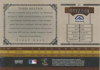 2005 Playoff Prime Cuts #23 Todd Helton Back