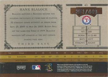 2005 Playoff Prime Cuts #43 Hank Blalock Back