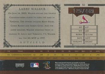 2005 Playoff Prime Cuts #50 Larry Walker Back