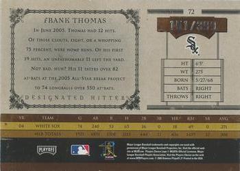 2005 Playoff Prime Cuts #72 Frank Thomas Back