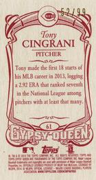 2014 Topps Gypsy Queen - Mini Red #61 Tony Cingrani Back