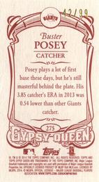 2014 Topps Gypsy Queen - Mini Red #275 Buster Posey Back