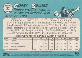 2014 Topps Heritage Minor League #22 Corey Seager Back